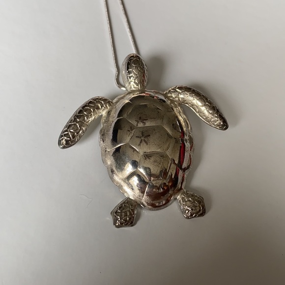 Silver Turtle Necklace and Earring Set - Picture 3 of 7